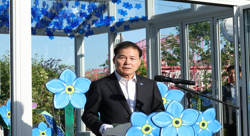 Unification Ministry exhibits a symbolic sculpture for abductees, detainees, and POWs at the Seoul International Garden Show 2024